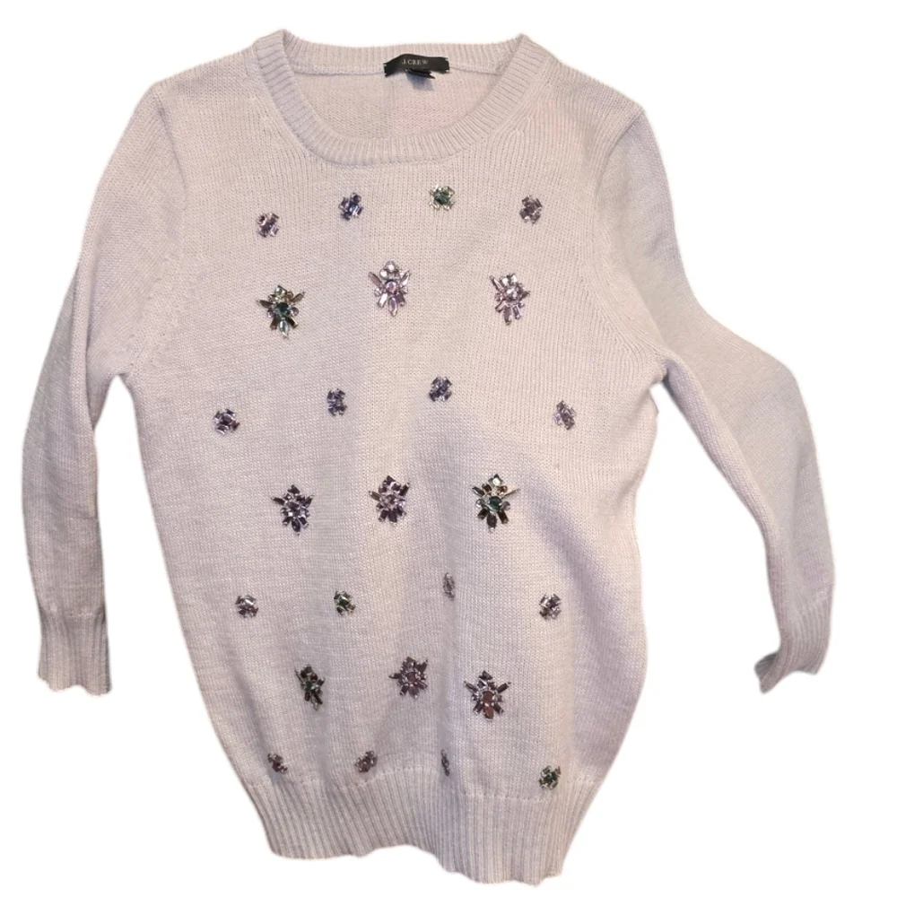 J. CREW jeweled decorated wool blend sweater